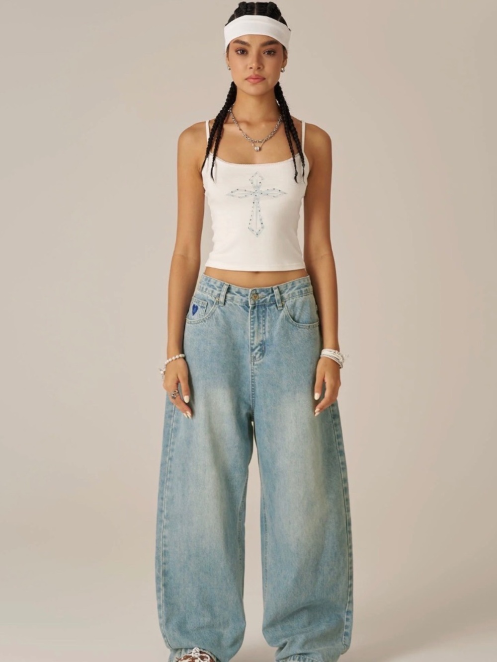 Aelfric Eden Basic Baggy Washed Jeans Light Blue Size 26 NWT